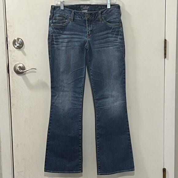 Silver Jeans Womens Aiko Bootcut Denim Jeans Low Rise Embroidered Sz W28/L31 - Picture 2 of 12